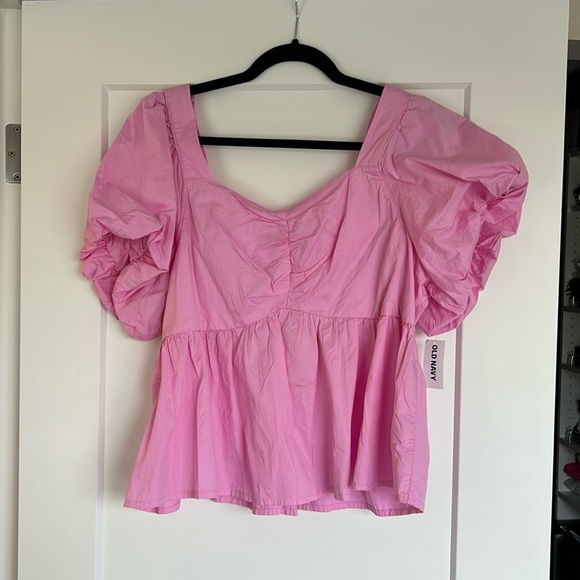 Old Navy BNWT size XL - pink puff sleeve shirt - Picture 1 of 5